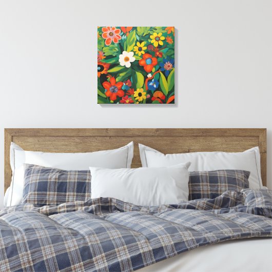 Gauguin geïnspireerde witte groene bloem canvas afdruk (Insitu (Slaapkamer))