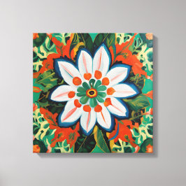 Gauguin geïnspireerde witte groene bloem canvas afdruk