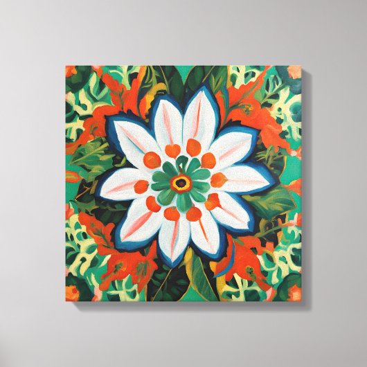 Gauguin geïnspireerde witte groene bloem canvas afdruk (Voorkant)