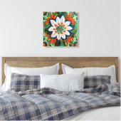 Gauguin geïnspireerde witte groene bloem canvas afdruk (Insitu (Slaapkamer))