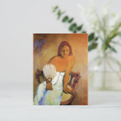 Gauguin Girl met een Briefkaart van een ventilator (Staand voorkant)