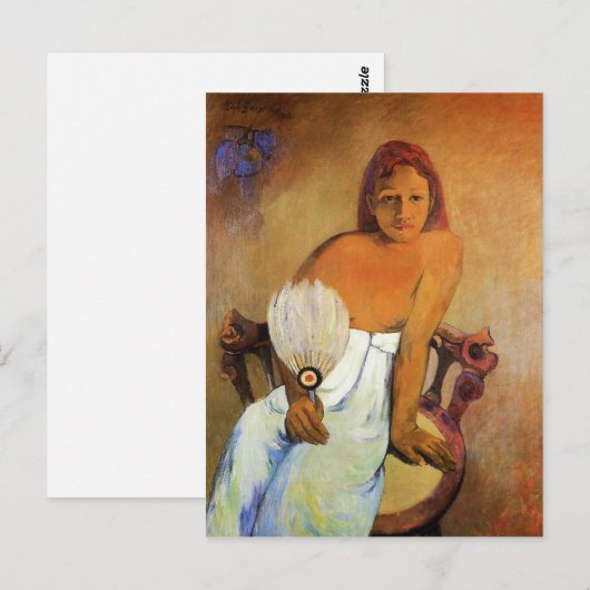Gauguin Girl met een Briefkaart van een ventilator (Voorkant / Achterkant)