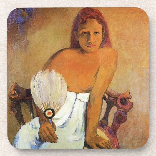 Gauguin Girl met een ventilator Onderzetter (Voorkant)