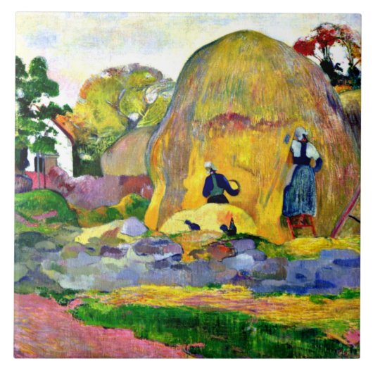 Gauguin - Golden Harvest, Paul Gauguin schilderij. Tegeltje (Voorkant)
