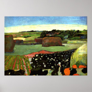 Gauguin - Haystacks in Bretagne, Paul Gauguin art Poster