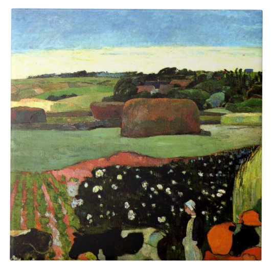 Gauguin - Haystacks in Bretagne, Tegeltje (Voorkant)