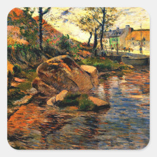 Gauguin - Kreek tegenover haven van Pont-Aven, Vierkante Sticker