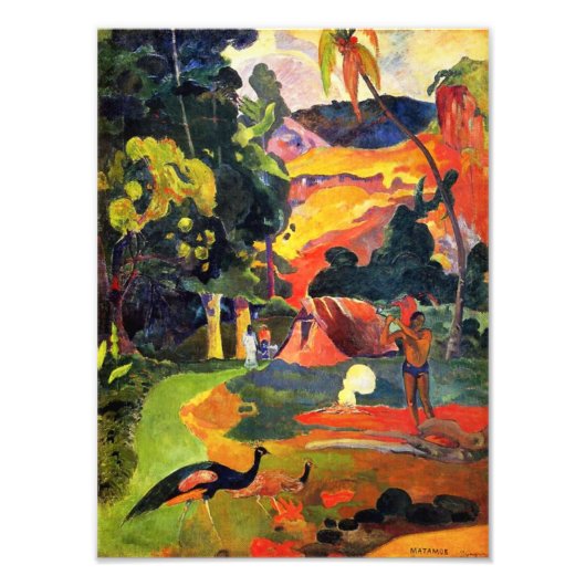 Gauguin Landscape met Peacocks Photo Print Foto Afdruk (Voorkant)