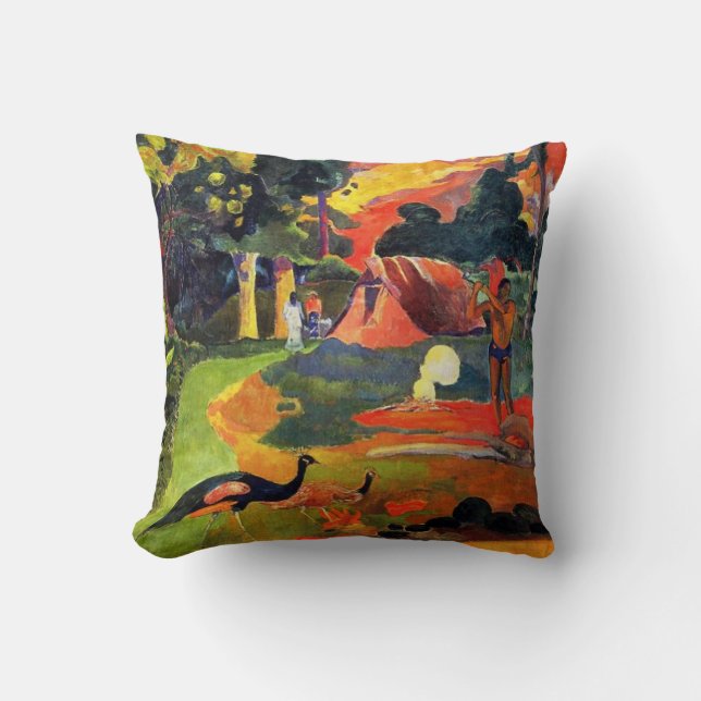 Gauguin Landscape met Peacocks Pillow Kussen (Voorkant)