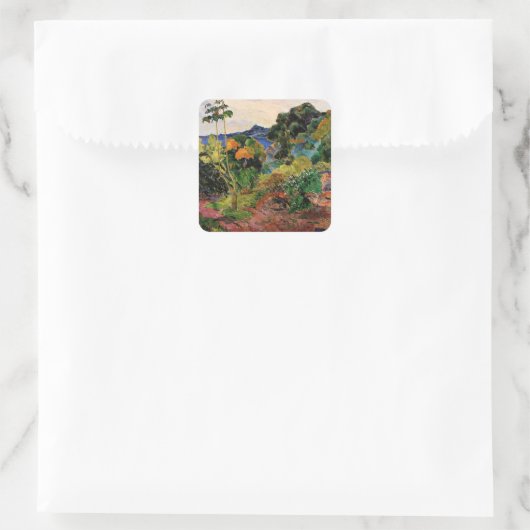 Gauguin - Landschap Martinique Vierkante Sticker (Tas)