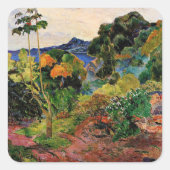 Gauguin - Landschap Martinique Vierkante Sticker (Voorkant)