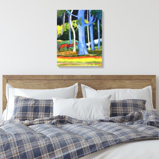 Gauguin - Landschap met blauwe boomstammen Canvas Afdruk (Insitu (Slaapkamer))