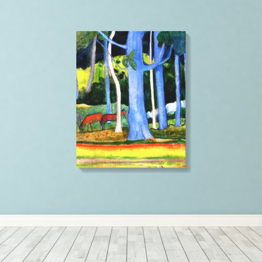 Gauguin - Landschap met blauwe boomstammen Canvas Afdruk (Insitu (Houten vloer))