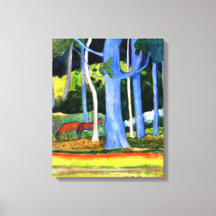 Gauguin - Landschap met blauwe boomstammen Canvas Afdruk