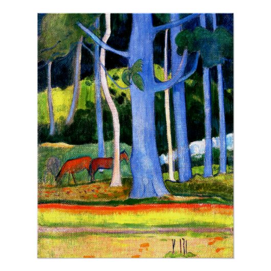 Gauguin - Landschap met blauwe boomstammen Perfect Poster (Voorkant)
