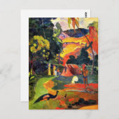 Gauguin Landschap met het Briefkaart Peacocks (Voorkant / Achterkant)