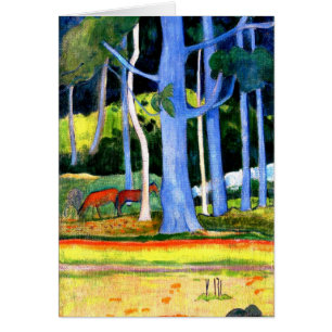 Gauguin - Landschap met twee blauwe boomstammen