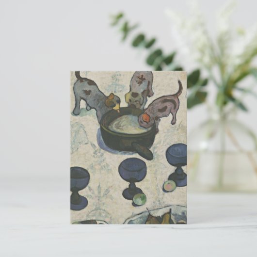 Gauguin  leeft nog steeds met drie Puppies Briefkaart (Staand voorkant)