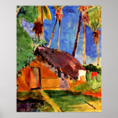 Gauguin - Met Riet Gedekte Hut onder de Palmen Poster (Voorkant)