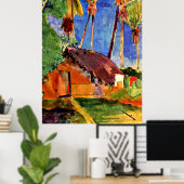Gauguin - Met Riet Gedekte Hut onder de Palmen Poster (Thuiskantoor)