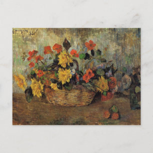 Gauguin - Nasturtiums en Dahlias in een mandje Briefkaart