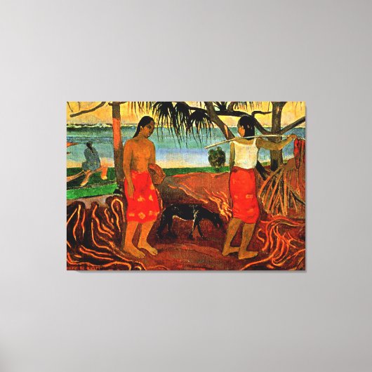 Gauguin - Onder de Pandanusboom Canvas Afdruk (Voorkant)