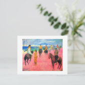 Gauguin-paardenrituelen op het roze strand op Tahi Aankondiging (Staand voorkant)