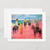 Gauguin-paardenrituelen op het roze strand op Tahi Aankondiging (Voorkant / Achterkant)