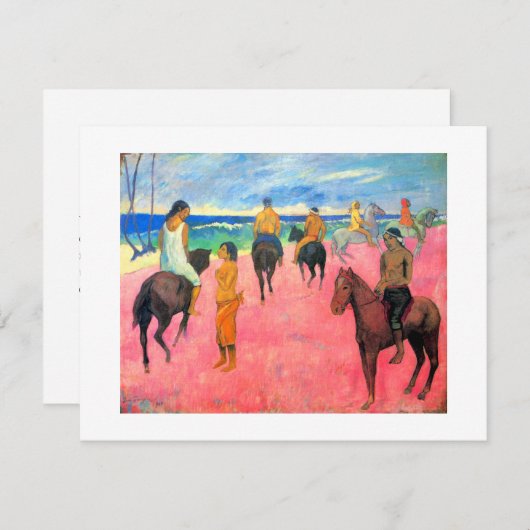 Gauguin-paardenrituelen op het roze strand op Tahi Aankondiging (Voorkant / Achterkant)