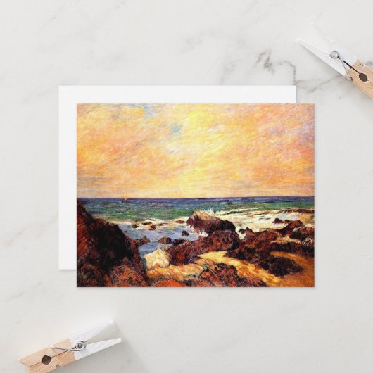 Gauguin - Rocks and Zee, 1886, schilderij, Kaart (Voorkant / Achterkant in situ)