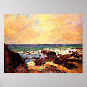 Gauguin - Rocks and Zee, beroemd schilderij, Poster