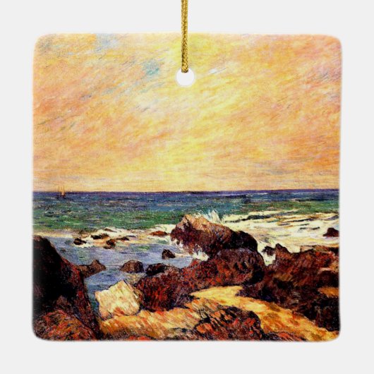 Gauguin - Rotsen en Zee, 1886, schilderkunst Keramisch Ornament (Achterkant)