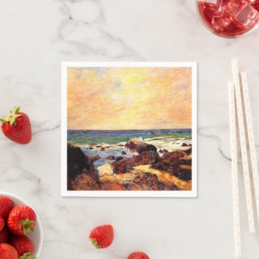 Gauguin - Rotsen en Zee, 1886, schilderkunst Servet (Insitu)