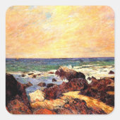 Gauguin - Rotsen en Zee, Vierkante Sticker (Voorkant)