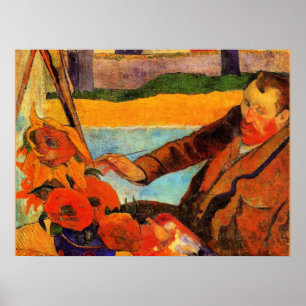 Gauguin schilderij, Van Gogh schilderende zonneblo Poster