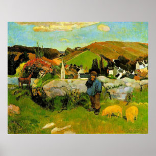 Gauguin - Swineherd, Bretagne Poster
