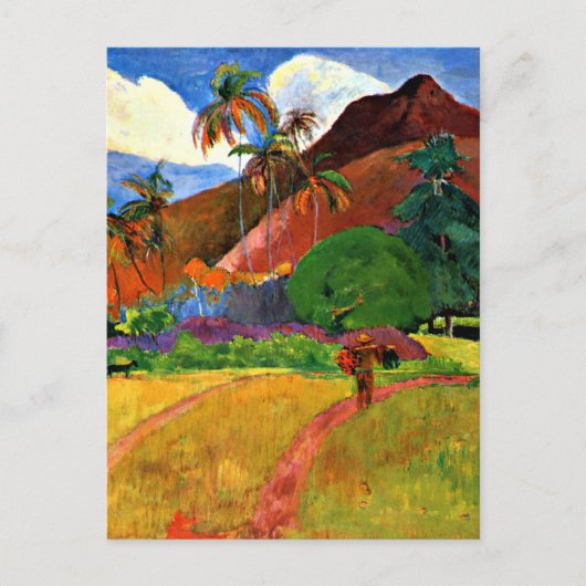 Gauguin - Tahitian Mountains Briefkaart (Voorkant)