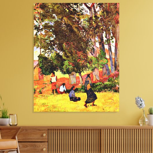 Gauguin - Tahitian Village, Canvas Afdruk (Insitu (Woonkamer))