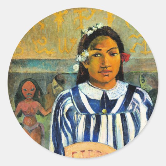 Gauguin - Tehamana heeft veel ouders/De voorouders Ronde Sticker (Voorkant)