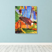 Gauguin - Thatched Hut onder de Palmen Canvas Afdruk (Insitu (Houten vloer))