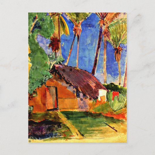 Gauguin - Thatched Hut onder Palms Briefkaart (Voorkant)