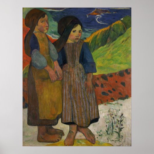 gauguin - twee Bretonmeisjes van het Zee 1889 Poster (Voorkant)