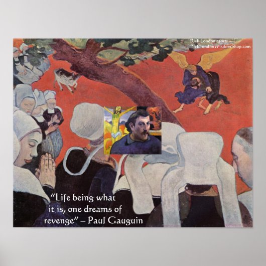 Gauguin uniek na het Poster van de Zalm met citaat (Voorkant)