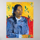 Gauguin - Vrouw met een bloem, portret schilderij Poster (Voorkant)