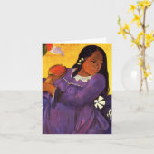 Gauguin vrouw met een Mango Note Kaart (Gele Bloem)