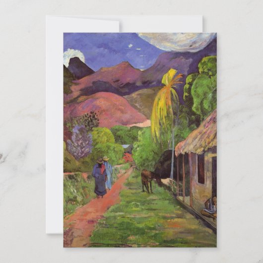 Gauguin - Weg in Tahiti Feestdagenkaart (Voorkant)