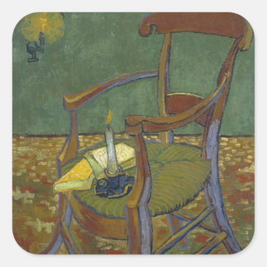 Gauguins stoel van Vincent Van Gogh Vierkante Sticker (Voorkant)