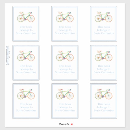 Gaurdian Bike met blauwe grens Bookplaat Sticker (Vel)