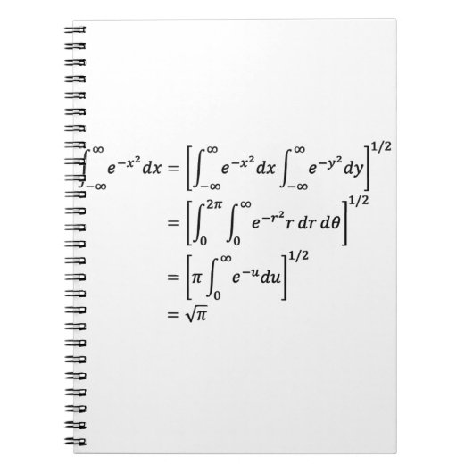 Gaussian integral, math and science notitieboek (Voorkant)