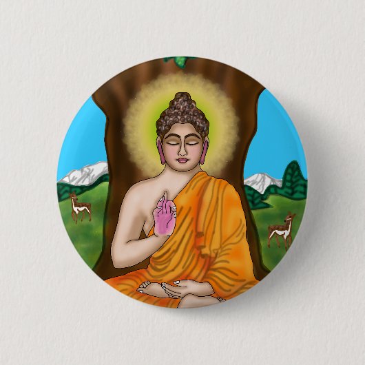 Gautam Boeddha knoop Ronde Button 5,7 Cm (Voorkant)